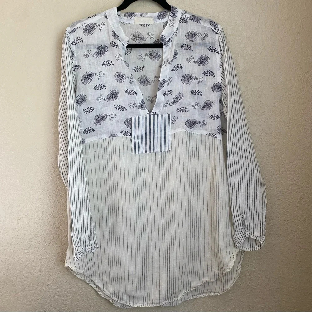 CP Shades long sleeve paisley 100% linen‎ tunic size XS oversized